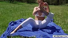Erotic Yoga Session with Stunning Alexis Crystal Outdoors in 4K - XCzech Com Exclusive