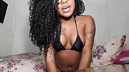 Latina Teen Babe Moans Loud While Fingering Herself Hard. Her Ebony Curves Drive Wild!