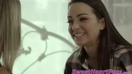 hey, young abigail mac is licking her stepsis pussy and fingering her