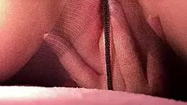 I masturbate and squirt in pantyhose while fingering my wet pussy lips with vibrator