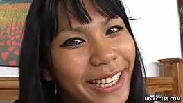 brunette asian tramp takes a black cock deep in her hairy pussy