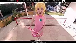 Lilly Bell as Princess Peach Craves to Be Mario Tennis Ace in Cosplay Action