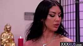 I relaxed my big cock client with a blowjob and tit job, queenie sateen