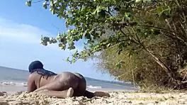 teen with big ass twerks naked on public beach