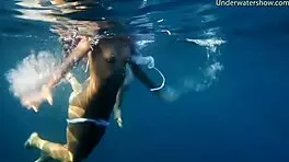 Naked Girls on Tenerife Splash in Pool, Fun in Water