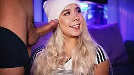 Blonde College Girl Delights in Deep Oral Action