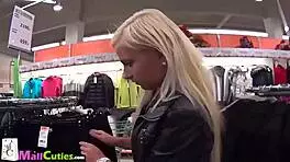this cute brunette with small tits masturbates in a public shop, getting into amateur sex