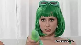 defeated superheros sharing dildo and dick