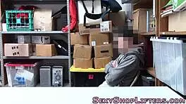 Real blonde mall cop with big tits gets caught in hardcore action.