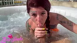 Tatuada Risks Deepthroat In Jacuzzi Crowd!