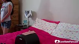 Sexy solo girl riding her favorite sex machine