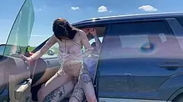 Young Amateur Couple Fucks Hard Outdoors on River Bank, Cum on Tits