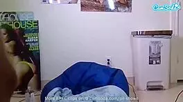 busty ebony teen oils up and masturbates her fat pussy lips on webcam