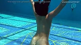 Jessica Lincoln, tatted Russian teen, bares small tits by pool