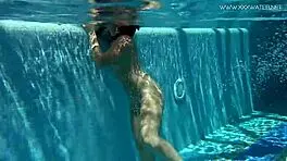 Jessica Lincoln, tatted Russian teen, bares small tits by pool