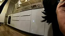 hot babe girlfriend teases with pussy and tits in kitchen for casting in skimpy sundress. nothing hidden in this audition scene.