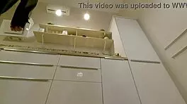 hot babe girlfriend teases with pussy and tits in kitchen for casting in skimpy sundress. nothing hidden in this audition scene.