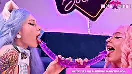 Kawaii lesbians alicebong and karneli fuck with strapon