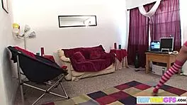 Brookeskye Dances in Lingerie While Sucking Pussy Close-Up