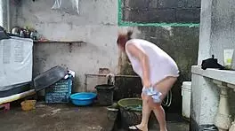 Japanese Wife Feels So Vulnerable Nude in Morning Bath