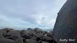 Caught a half-naked girl on public beach, then drilled her hard in missionary