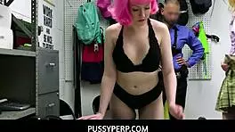 naughty thieves teens punished by mall guard for shoplifting in garage