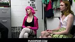 naughty thieves teens punished by mall guard for shoplifting in garage