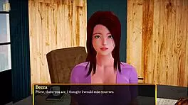 Redhead Anime Girl Plays Erotic Game with Big Tits