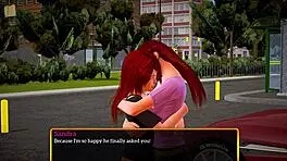 Redhead Anime Girl Plays Erotic Game with Big Tits