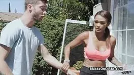 Mind-Blowing Big Tit Ebony Takes on Hard White Cock!
