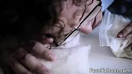 Petite teen endures taboo BDSM foursome with aunt and father-in-law.