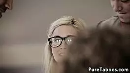 Petite teen endures taboo BDSM foursome with aunt and father-in-law.