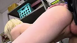 Officer Brings Shoplifting Teen to Back Office for Questioning - Shopliftersex with Rough Riding and Blowjob.