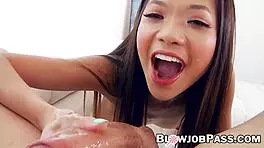 petite asian vina sky drooling in a pov scene