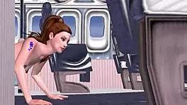 Animated 3D Porn Shows Beautiful Teen Girl Posing And Fingering Pussy In Airplane