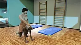 Old muscular hentai girl trains with hard big cock fucking