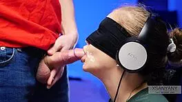 Cute teen tricked into tasting cum from blindfolded friend in roleplay game