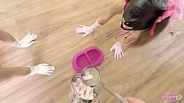 Chained Teen 18+ Sucks Master's Cock While Masked and Tied Up in Intense BDSM Session