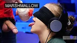 Cute teen tricked into tasting cum from blindfolded friend in roleplay game