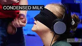Cute teen tricked into tasting cum from blindfolded friend in roleplay game