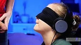 Cute teen tricked into tasting cum from blindfolded friend in roleplay game