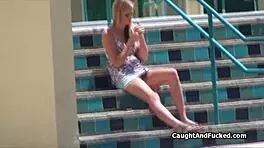 Perky blonde blows the voyeur classmate