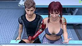 Mature Woman Gives Public Handjob In Stranded In Space Game