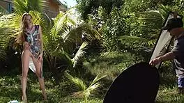 Sexy Teen 18+ In Hat And Dress Poses Naked Outdoors