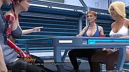 Mature Woman Gives Public Handjob In Stranded In Space Game