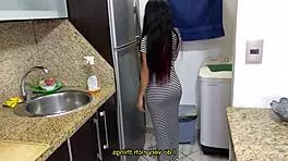 my beautiful stepdaughter cleaning kitchen in sexy tight dress