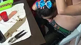 nineteen-year-old italian slut gets fucked on the table