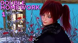 in double homework, hot redhead teens play a sexy game together