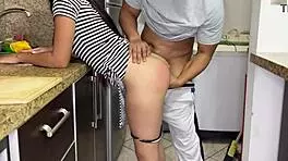 my beautiful stepdaughter cleaning kitchen in sexy tight dress