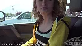 hey, hot 18yo heather gets naughty in public cedar rapids, feeling shy and nervous with braces on her small tits while masturbating nude outdoors.